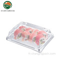 Plaque de sushi en plastique jetable plaque rectangle transparent